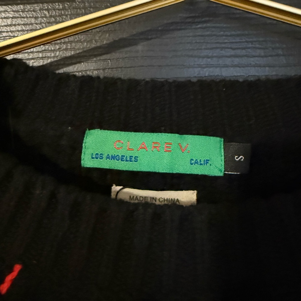 Clare V Black and Red Textured Sweater - Picture 5 of 7